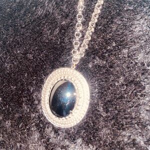 Elegant Silver and Black Pendant Necklace